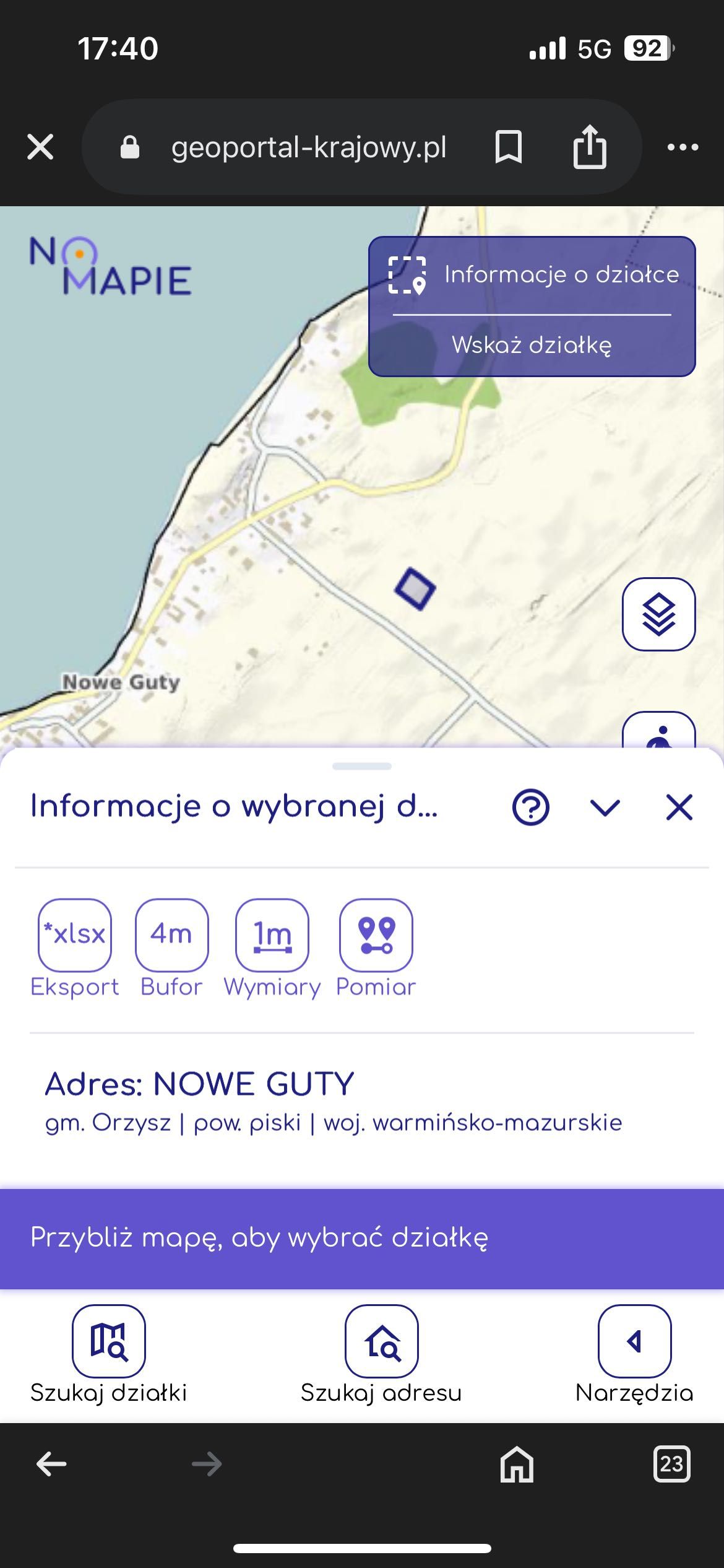 Sprzedam działkę Nowe Guty