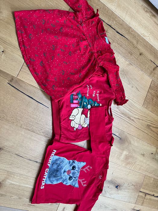 Zestaw świąteczny sukienka bluza i bluzka 92