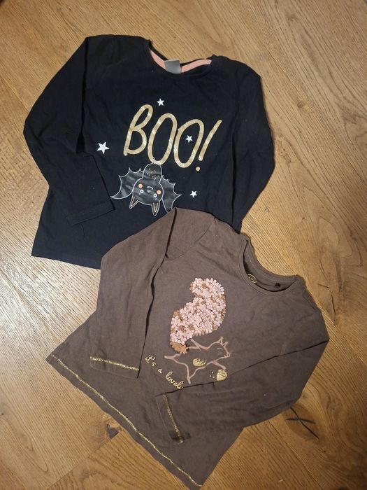 Bluzka halloween koszulka z długim rękawem 110 czarna+ spodnie leginsy