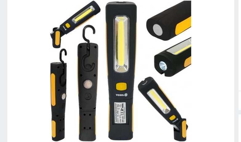 Vorel Lampa Warsztatowa Akumulatorowa  LED Magnes Hak Latarka +GRATIS