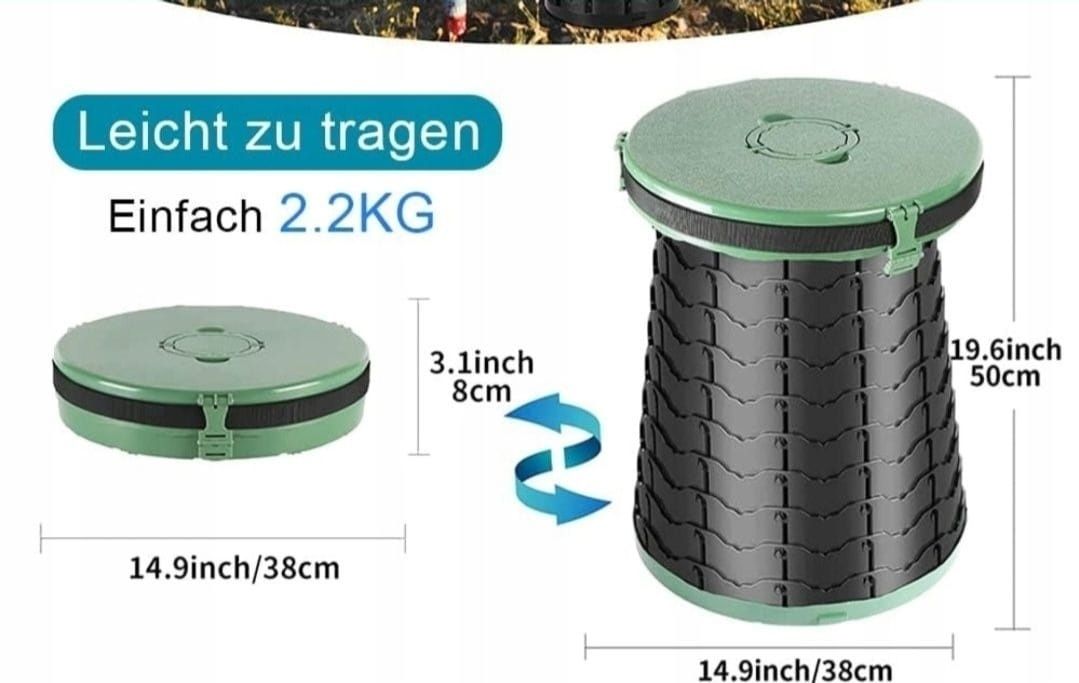 Przenośna teleskopowa  toaleta kempingowa, lekka składan