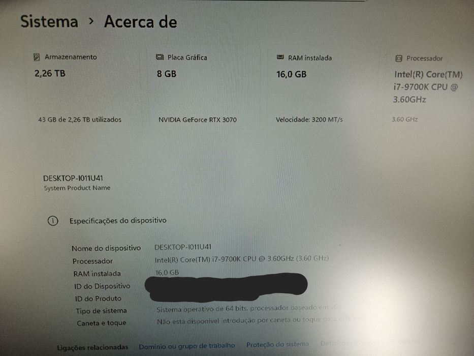 Pc Gaming RTX 3070 i7-9700k