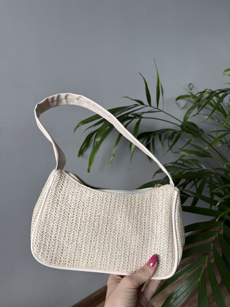Torebka boho bagietka kremowa lato
