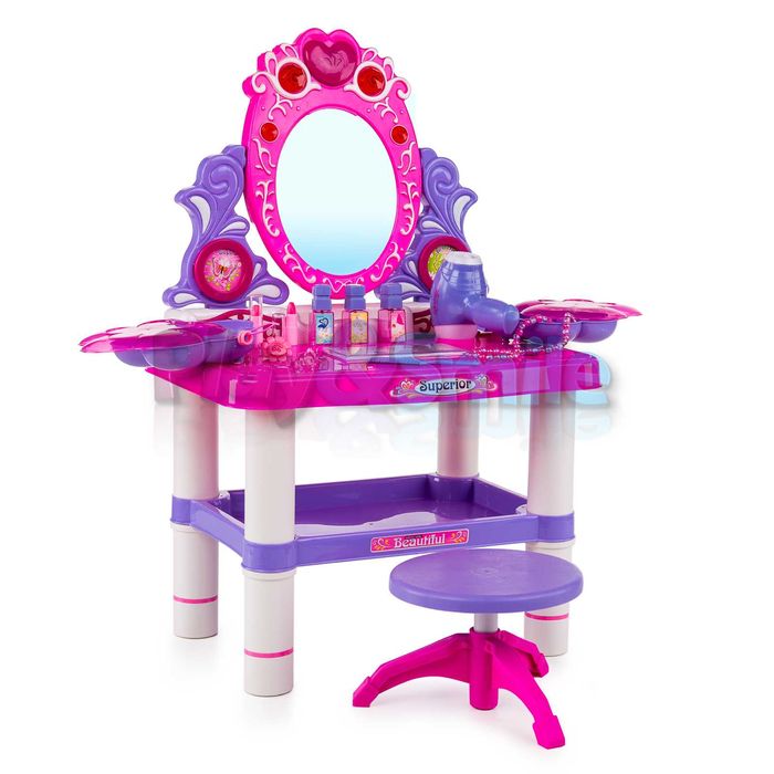 Toaletka z lustrem dla dzieci salon piękności suszarka światła dźwięki