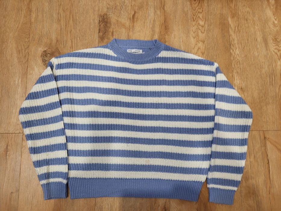 Sinsay XXS sweter oversize w paski niebiesko-biały