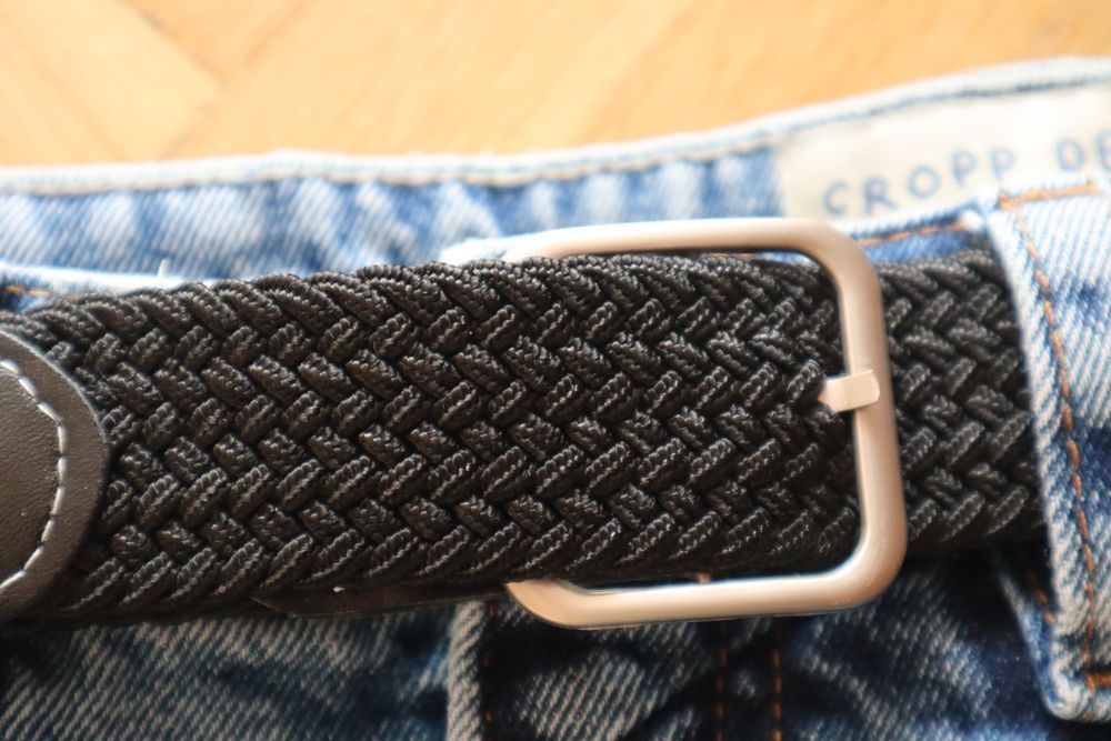 Pasek pleciony czarny 105 cm