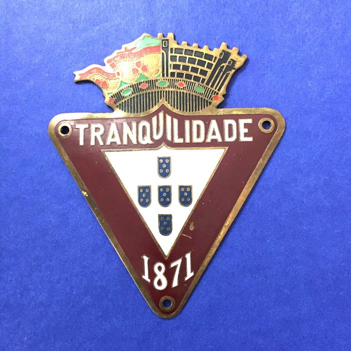 TRANQUILIDADE Companhia de Seguros - Chapa em latão e esmalte