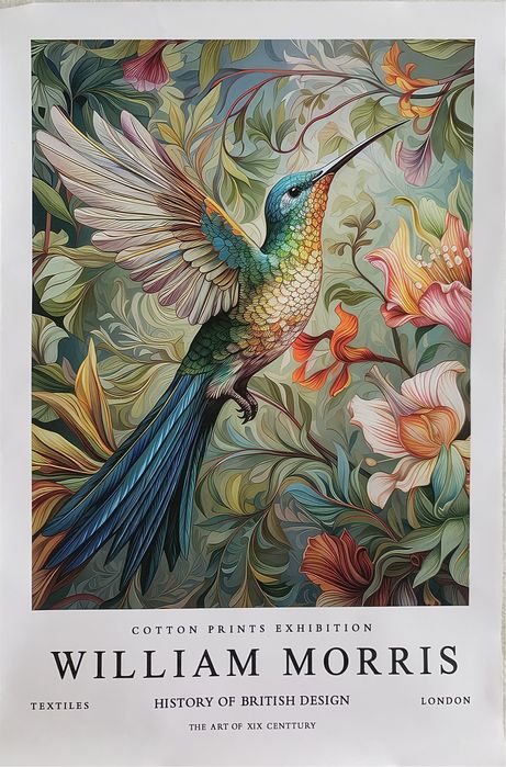 Gobelin na płótnie HD/Obrazek/William Morris/Humming-Bird Colorful