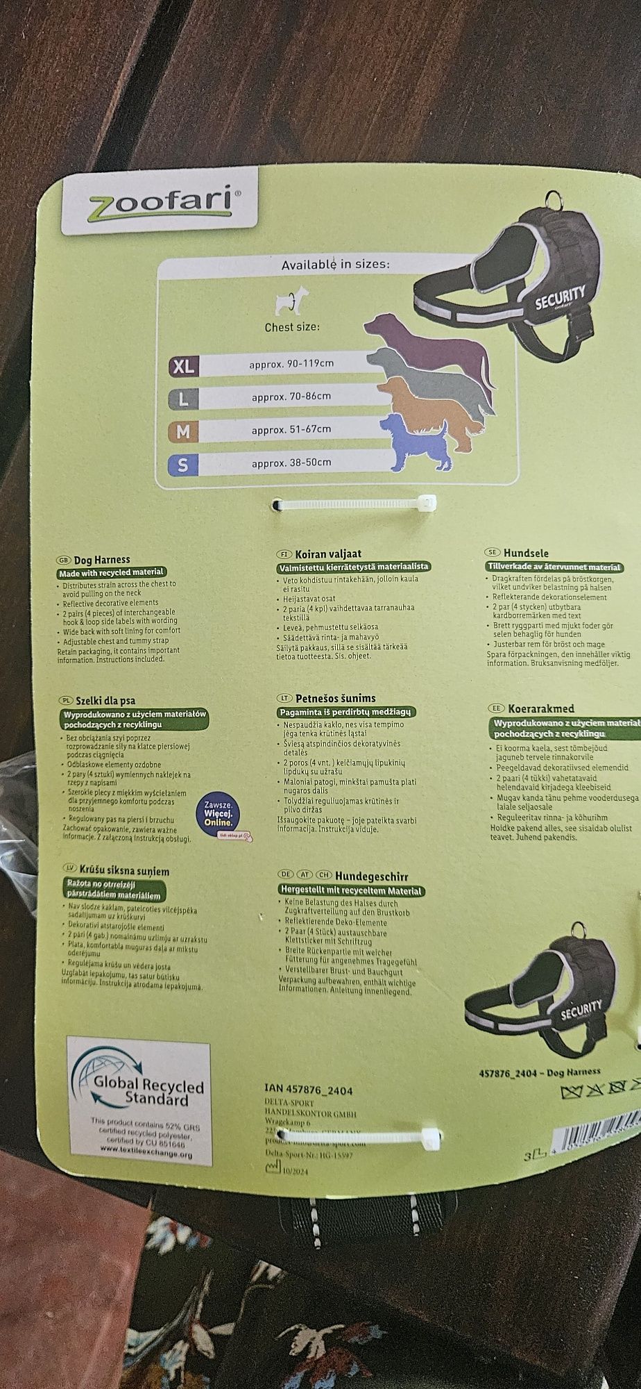 Nowe czarne szelki dla psa Zoofari XL Dog Harness