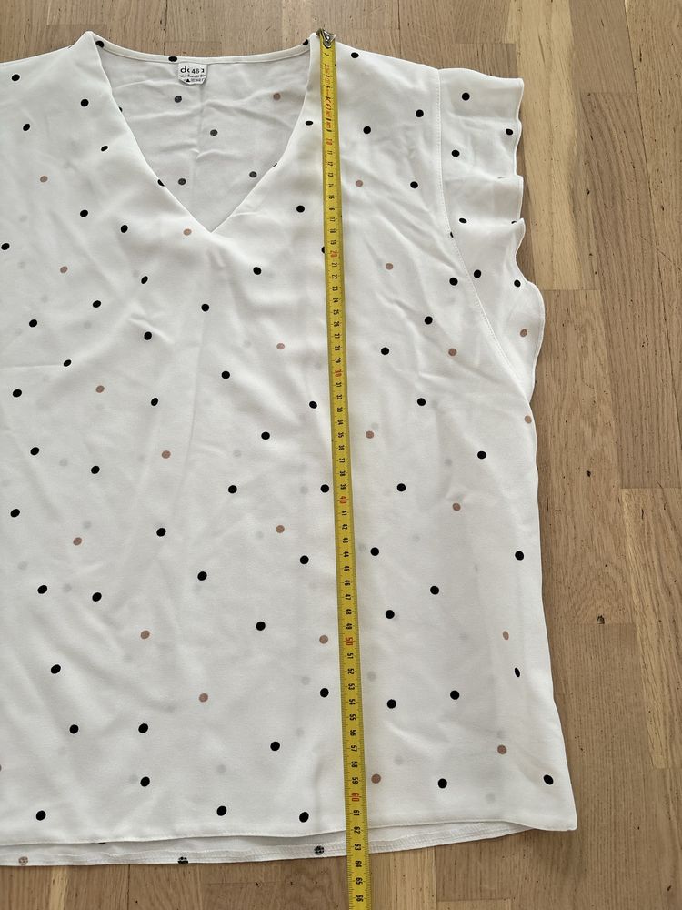 Koszulka t-shirt bluzka kropki falbanki dora 46