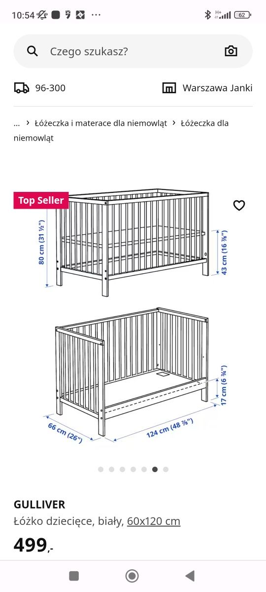 łóżeczko dziecięce Gulliver Ikea plus materac Sensillo