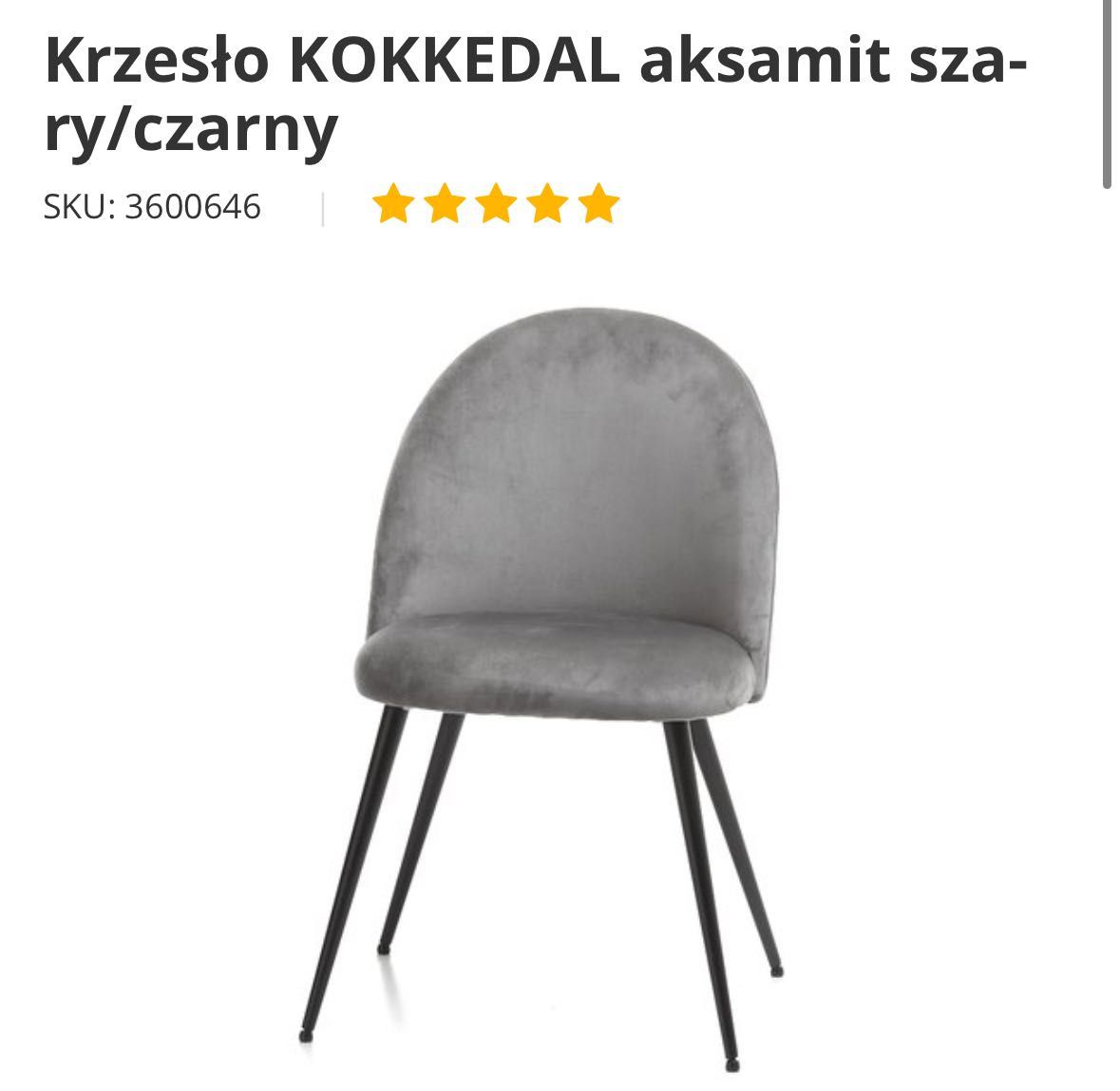 Krzesła aksamitne kokkedal szare Jysk