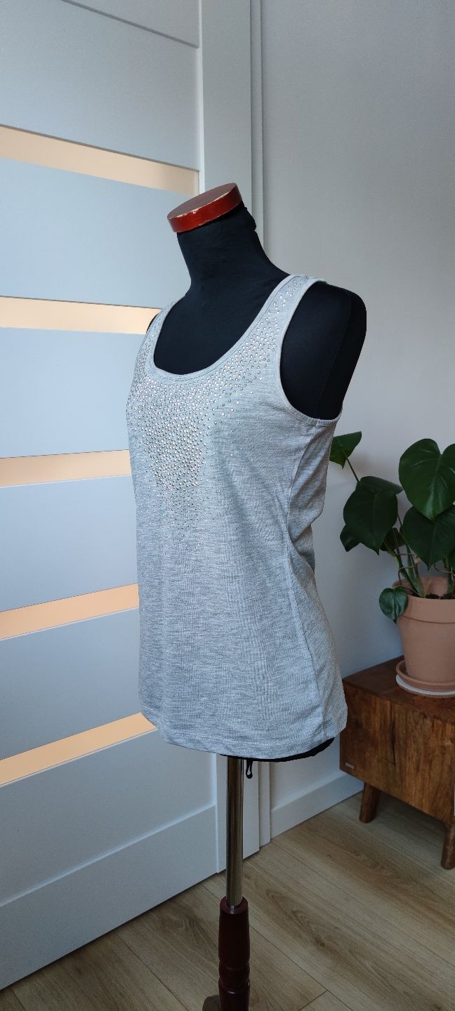 Koszulka top bluzka bez rękawów cyrkonie H&M M/38/10