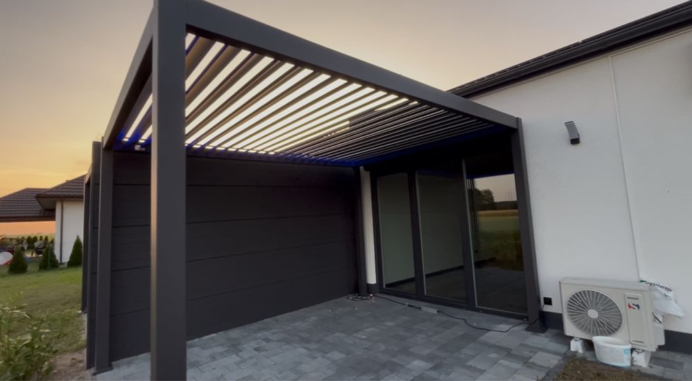 Pergola ogrodowa 4x3 m – elektryczny dach + LED RGB – antracyt