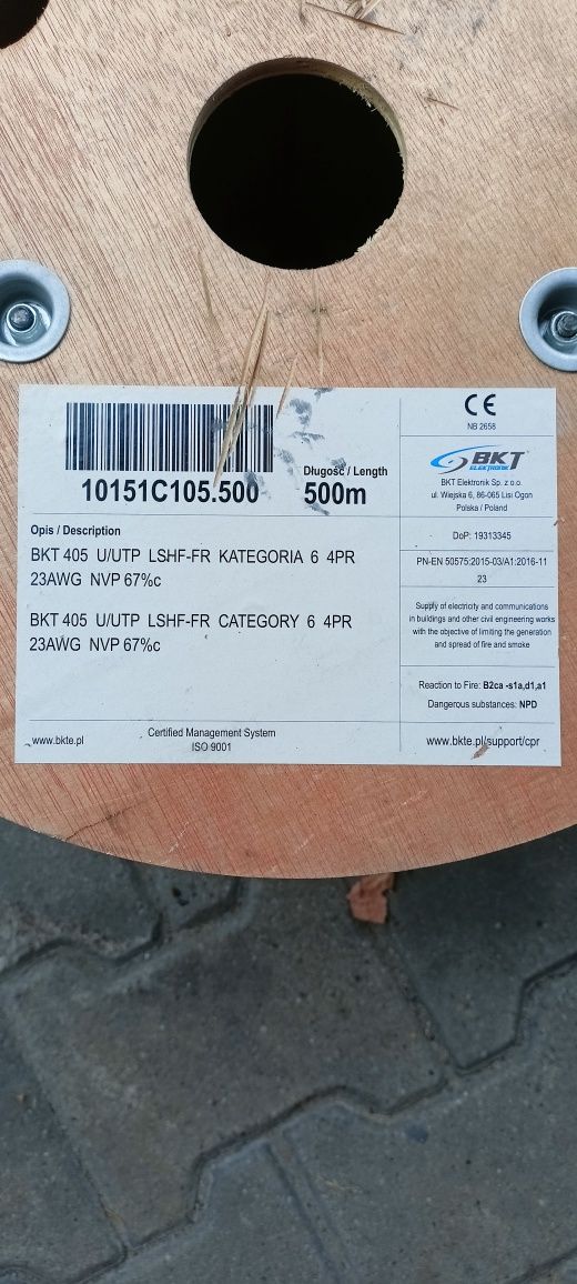 Kabel(skrętka)BKT 405 U/UTP LSHF-FR kat.6