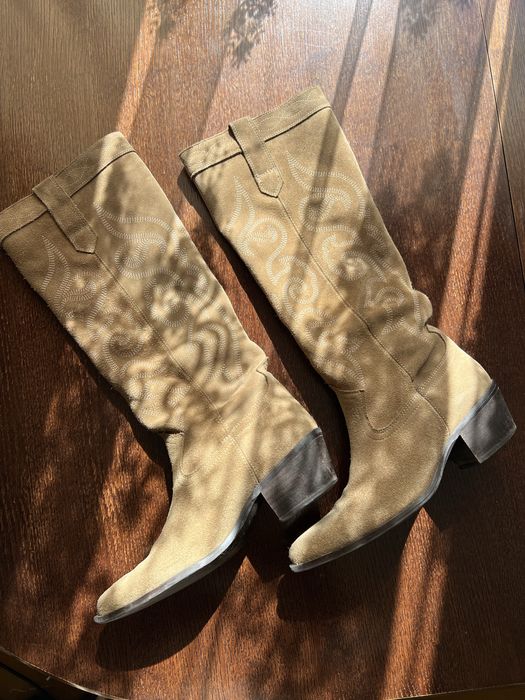 Ковбоки Zara замшеві, чоботи беж 39р