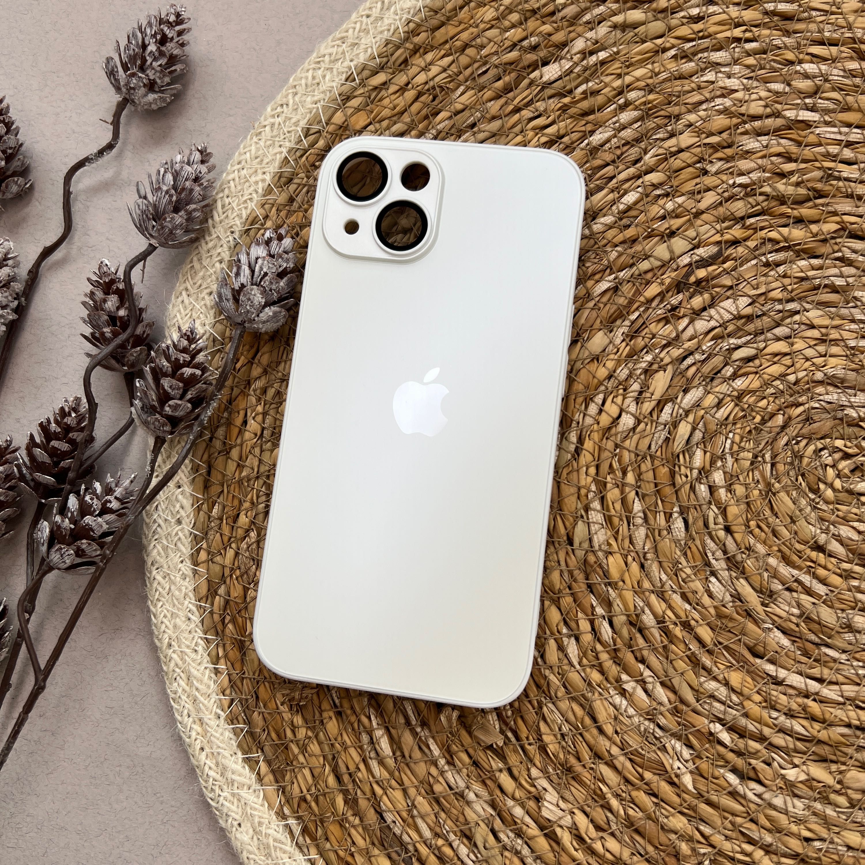 Чехол стеклянный Glass Case для Iphone 14 матовый с линзами на камеру