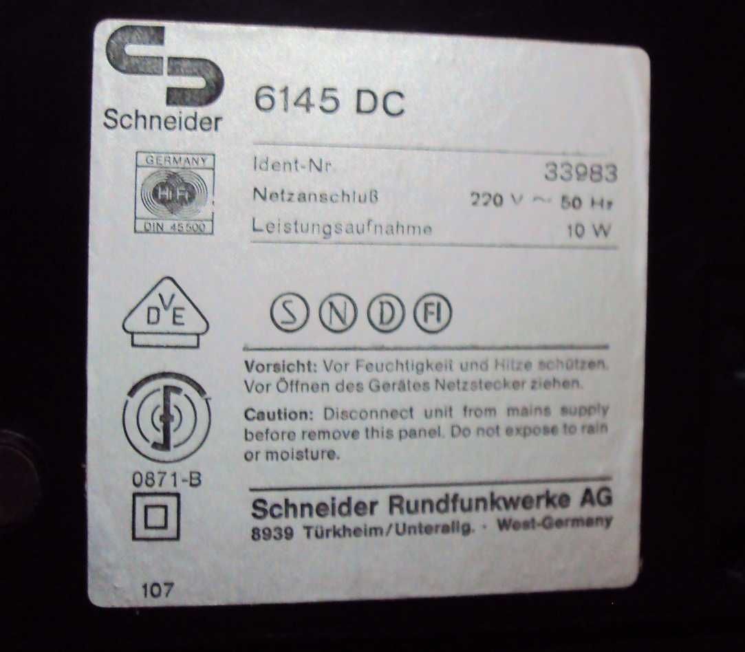 SCHNEIDER 6145 DC винтажная кассетная дека  с германии