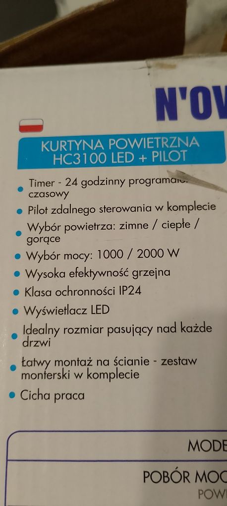 Kurtyna powietrzna Noveen HC3100 LED,pilot