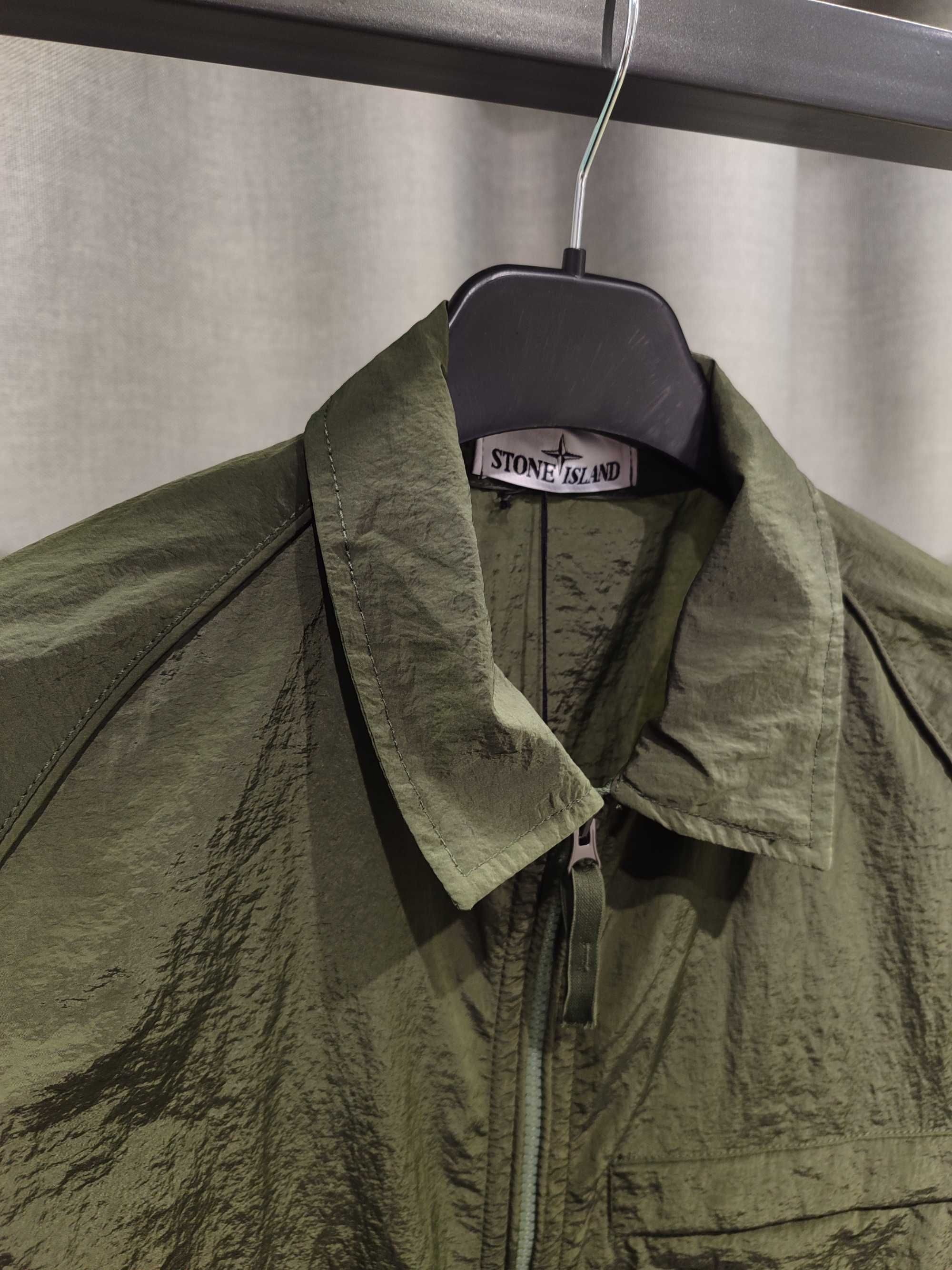 STONE ISLAND 12321 Garment-Dyed Nylon Metal Overshirt Olive SI0105-OL