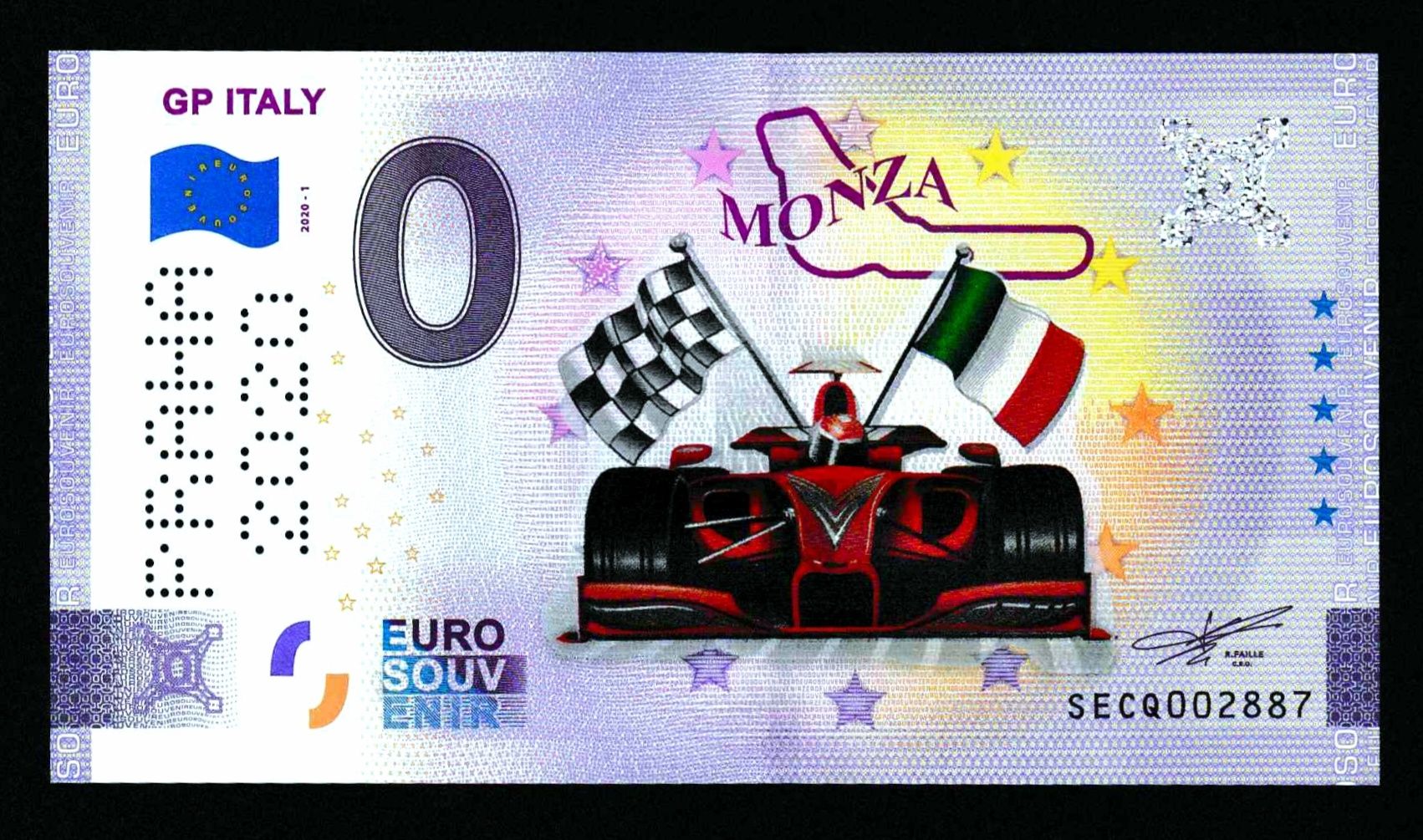 Banknot kolekcjonerski 0 euro GP Italy MONZA kolor SECQ 2020-1