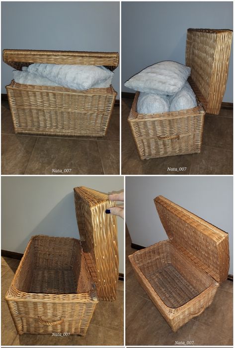 Skrzynia kufer wiklinowy duży 70x43x41