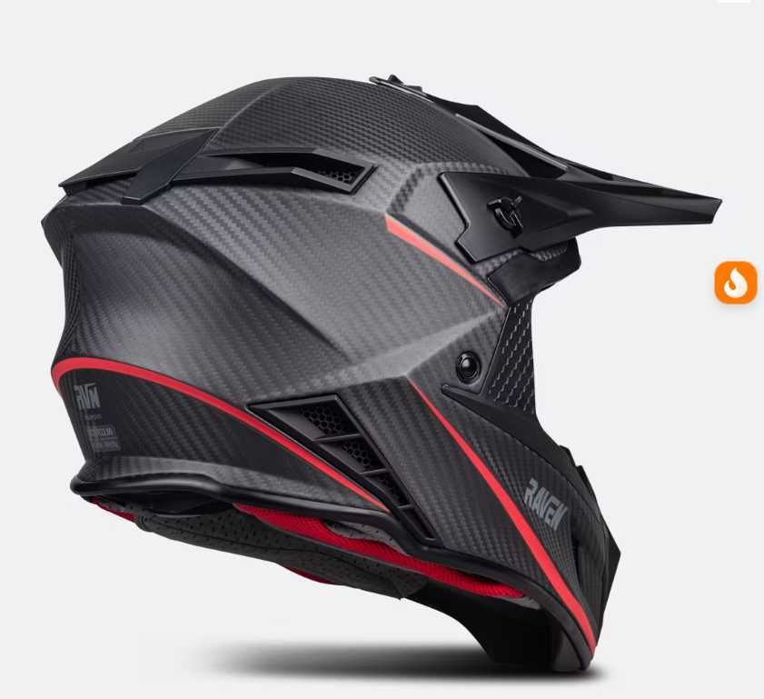 Kask Cross Raven Ipsum Evo Matowy Carbon NOWY XS