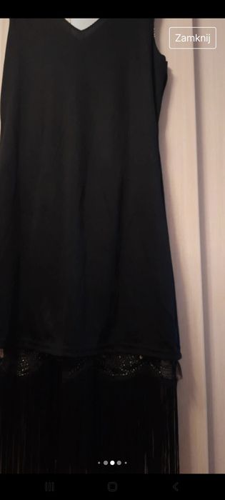 Sukienka czarno-złota z cekinami I frędzlami L/XL