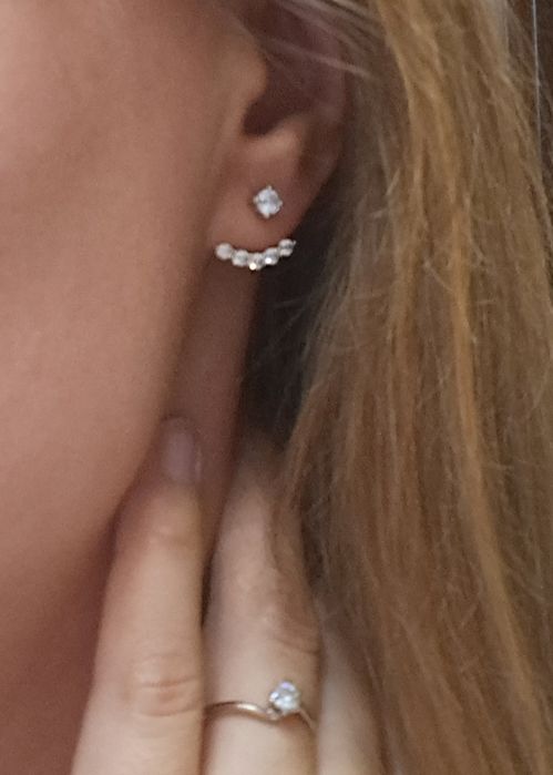 Золоті сережки-пусети з фіанітами 585