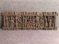 Hinduska drewniana płaskorzeźba - Wisznu, Brahma