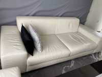 Komplet wypoczynkowy- skóra - sofa, fotel, puf