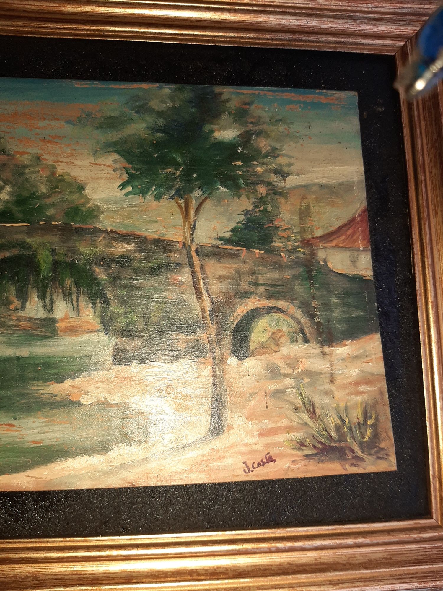 Pequena  Obra Óleo Sobre Madeira