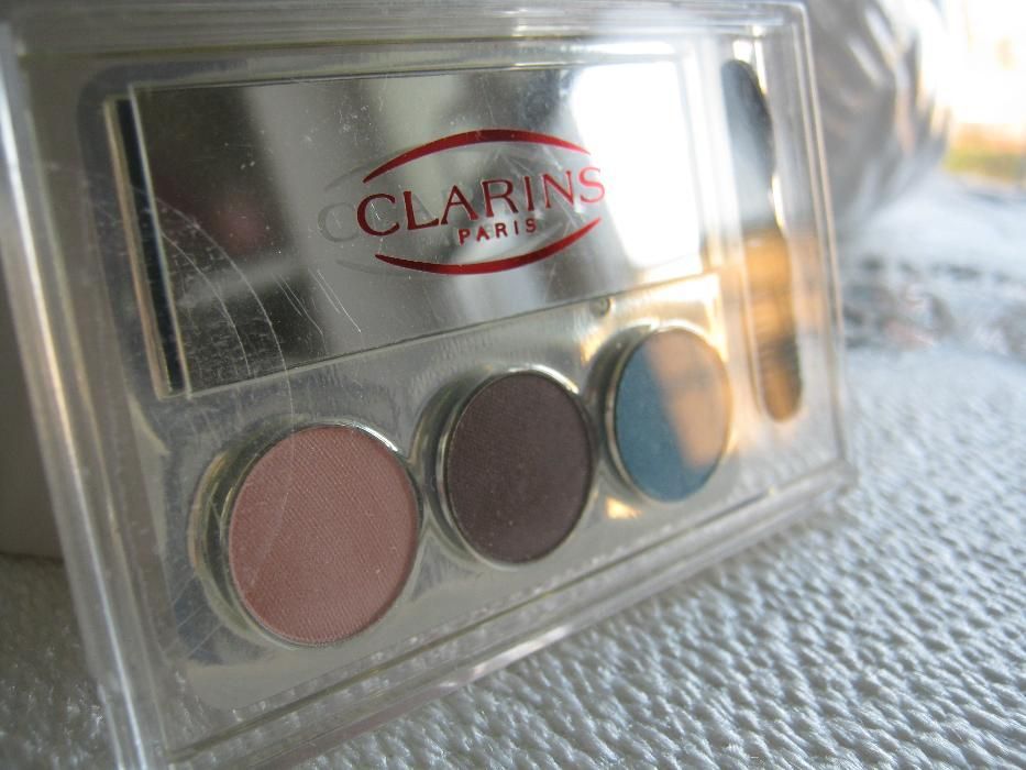 Clarins cienie paleta nude brąz turkus lusterko aplikator tanio okazja