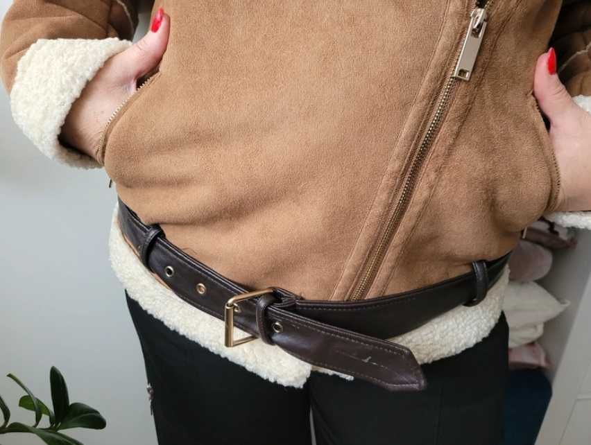 Kożuch brązowy kurtka z kożuszkiem L 40 Primark