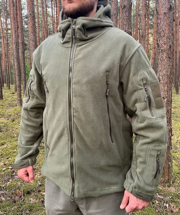 Флісова кофта військова з капюшоном олива фліска  флисовая флиска с