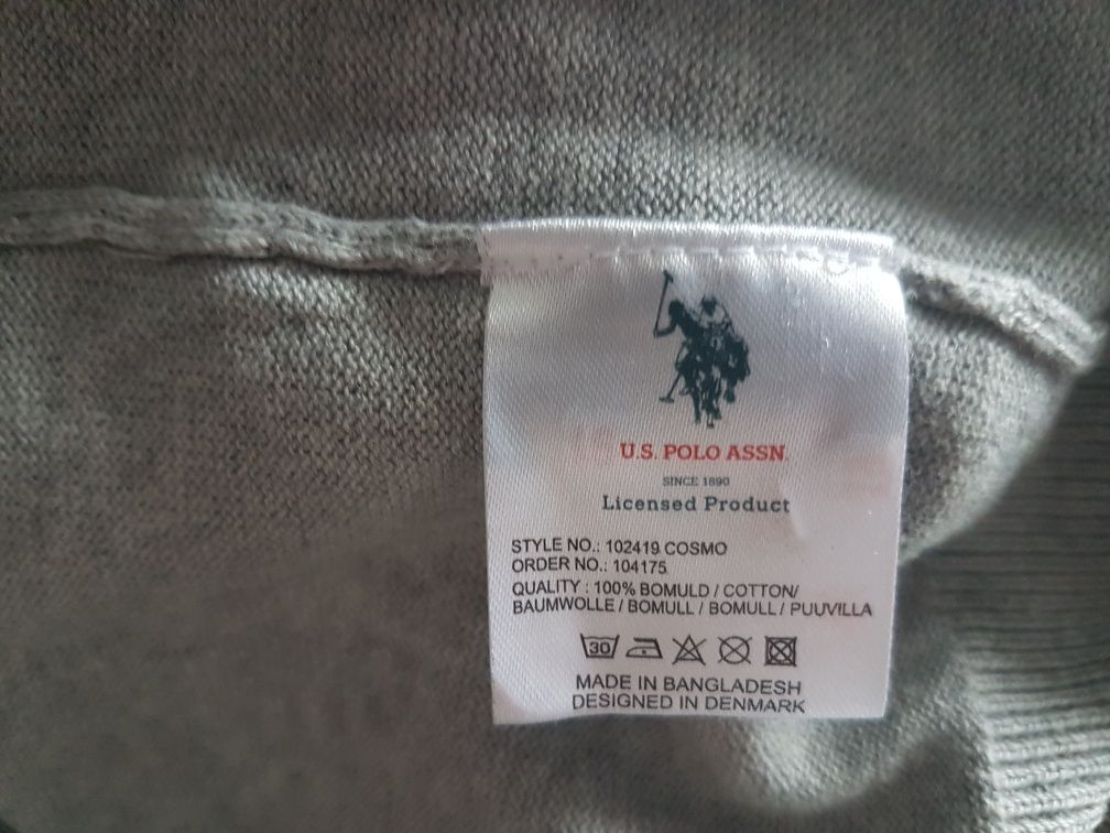 Sweter jak nowy U.S. Polo Assn. szary, r. XL