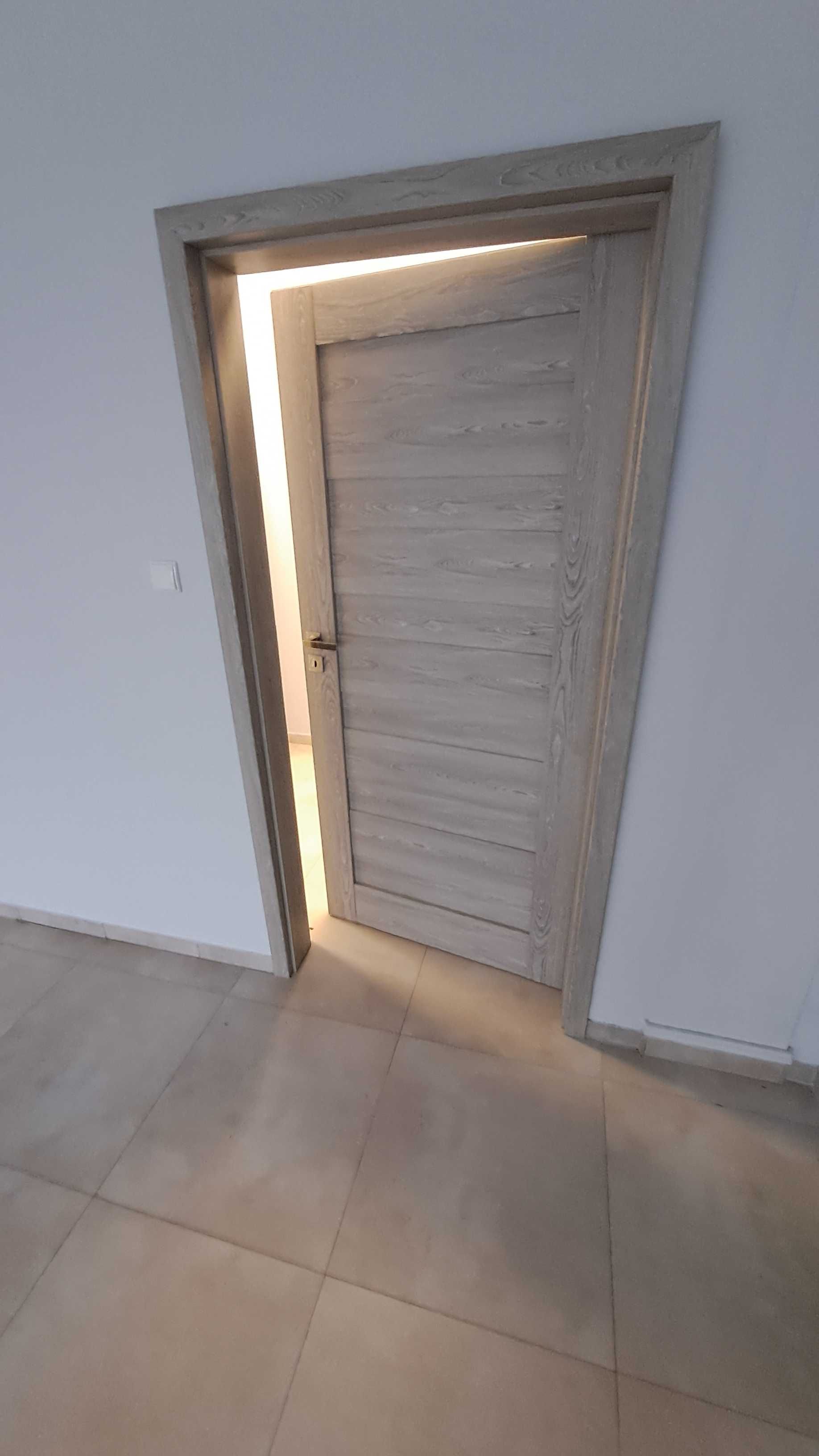 Drzwi wewnętrzne, prawe/lewe, 80/90, dąb silver - z ościeżnicami