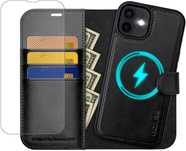 Ocase etui skórzane magsafe iPhone 12 / 12 Pro stojak czarne RFID 2w1
