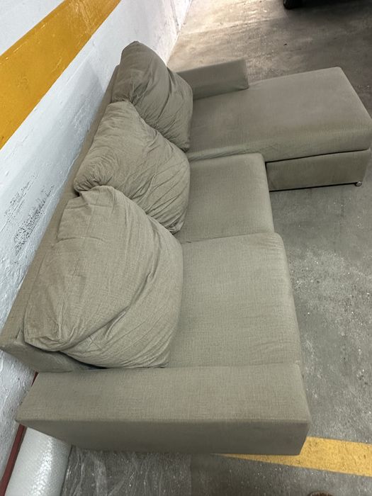 Sofá de 3 Lugares com cadeira longa, Verde – Usado em Bom Estado