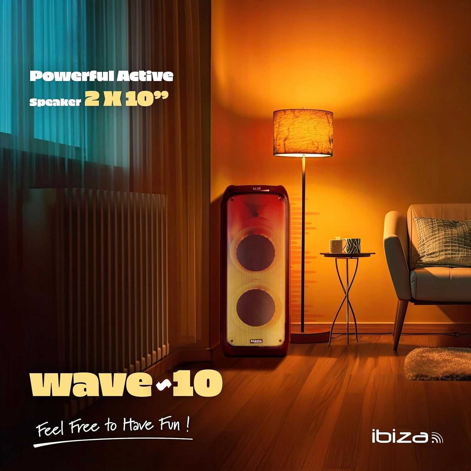 Głośnik Aktywny Bluetooth Kolumna Estradowa Ibiza WAVE 10 800W 2x10"