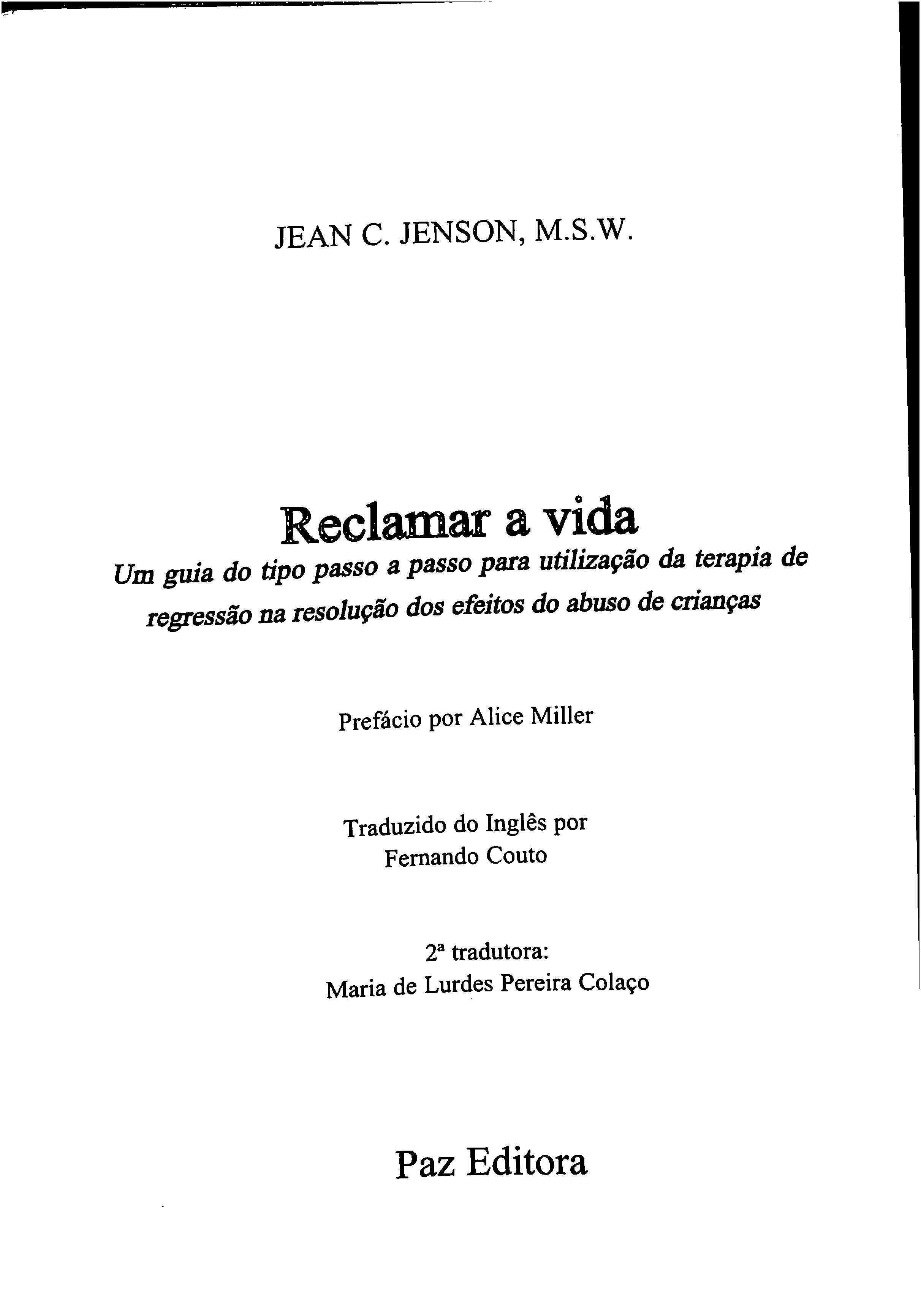 "Reclamar a Vida" de Jean Jenson [Novo]