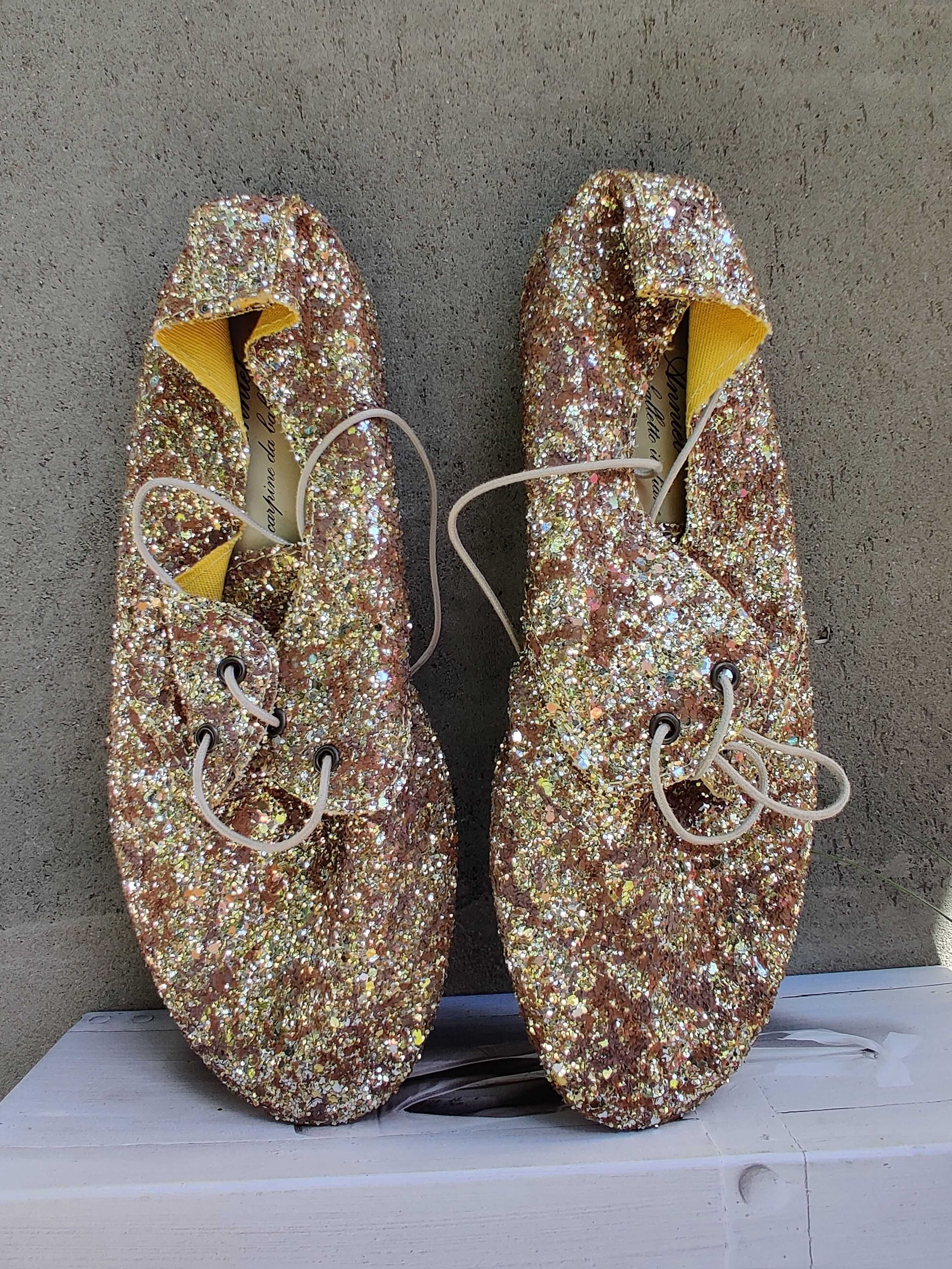 Anniel 36 nowe buty złote glitter