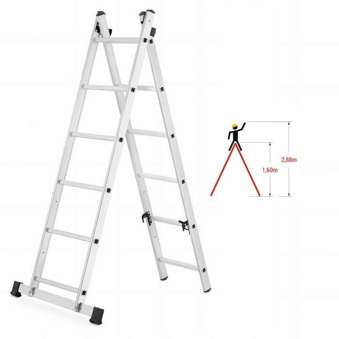 DRABINA ALUMINIOWA SKŁADANA 3w1 długości 2,75 m z funkcją rusztowania