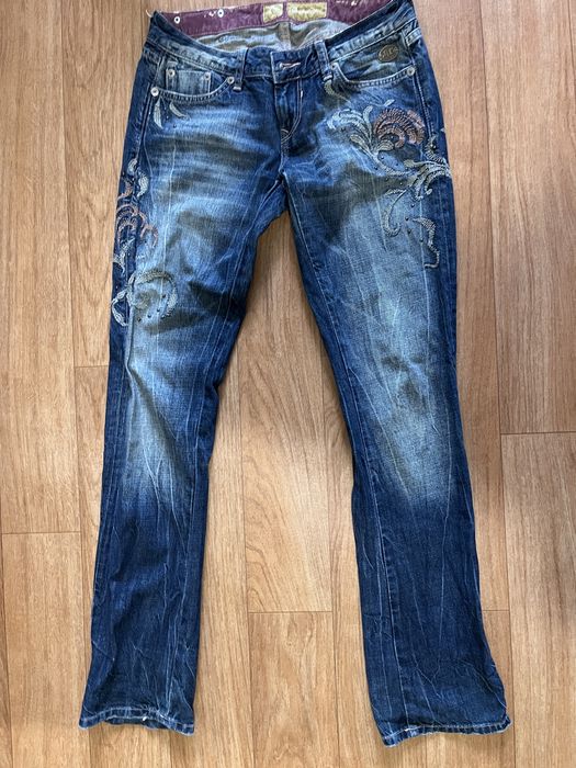 Вінтажні Довгі джинси на дуже низькій посадці з гарним узором