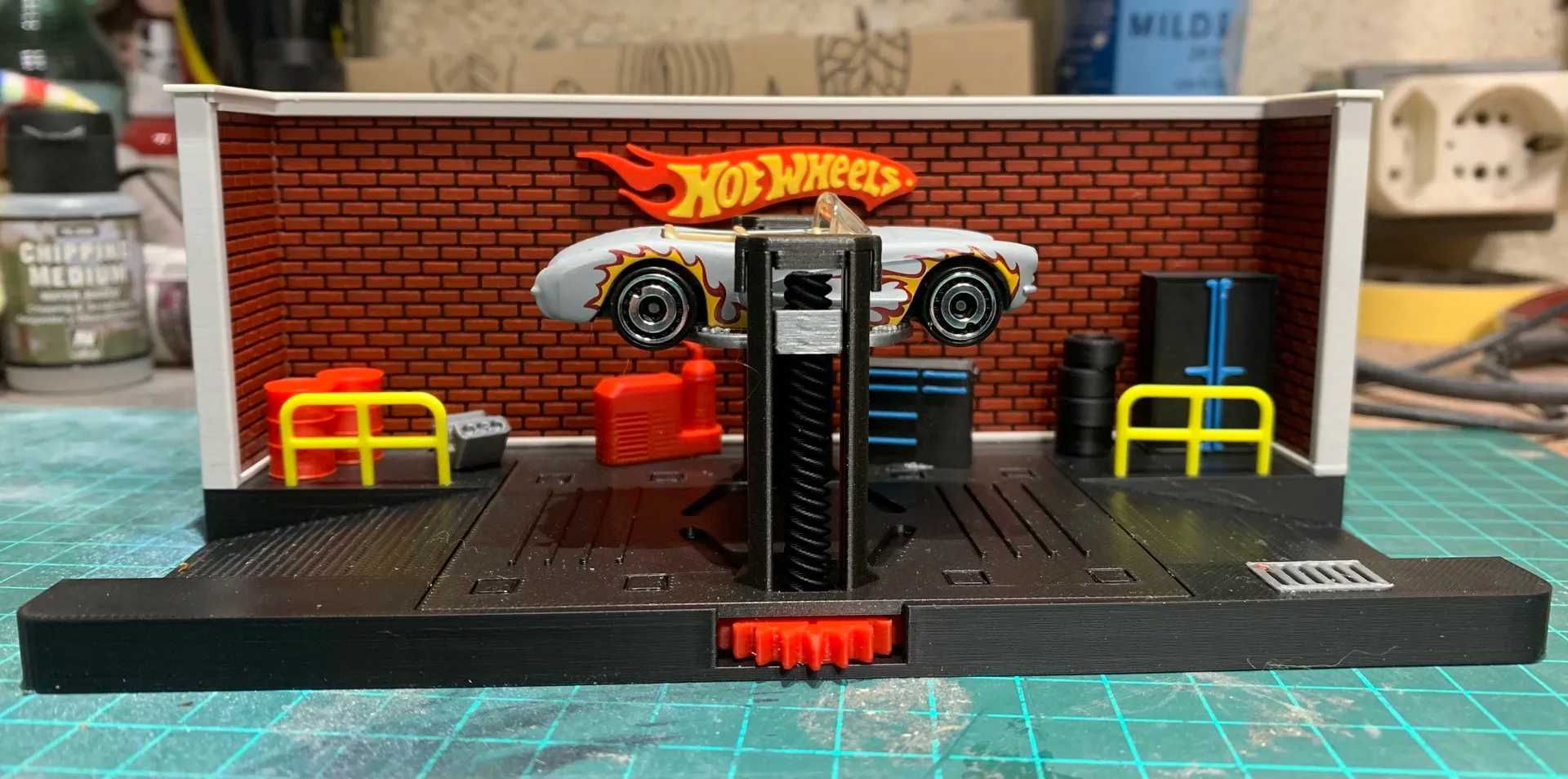 DIORAMA Ruchoma Podnośnik Garaż Hot Wheels Matchbox Majorette DODATKI