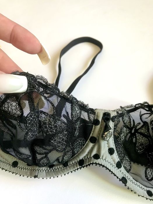 Комплект Чорний. Мереживний/ Срібні Метелики. 75 А/В/ XS/S розмір