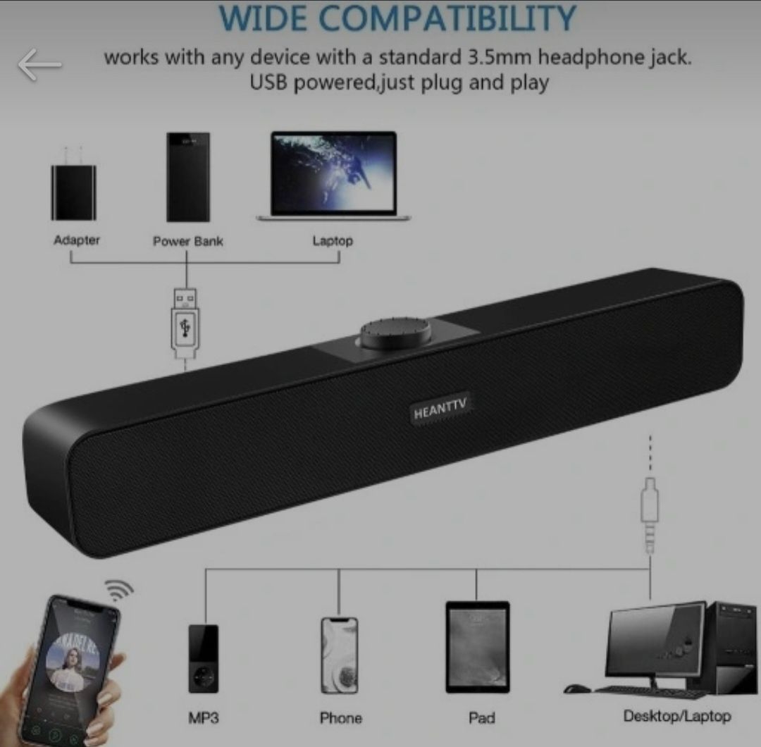HEANTTV Głośnik PC Soundbar Y10 2.0 6 W