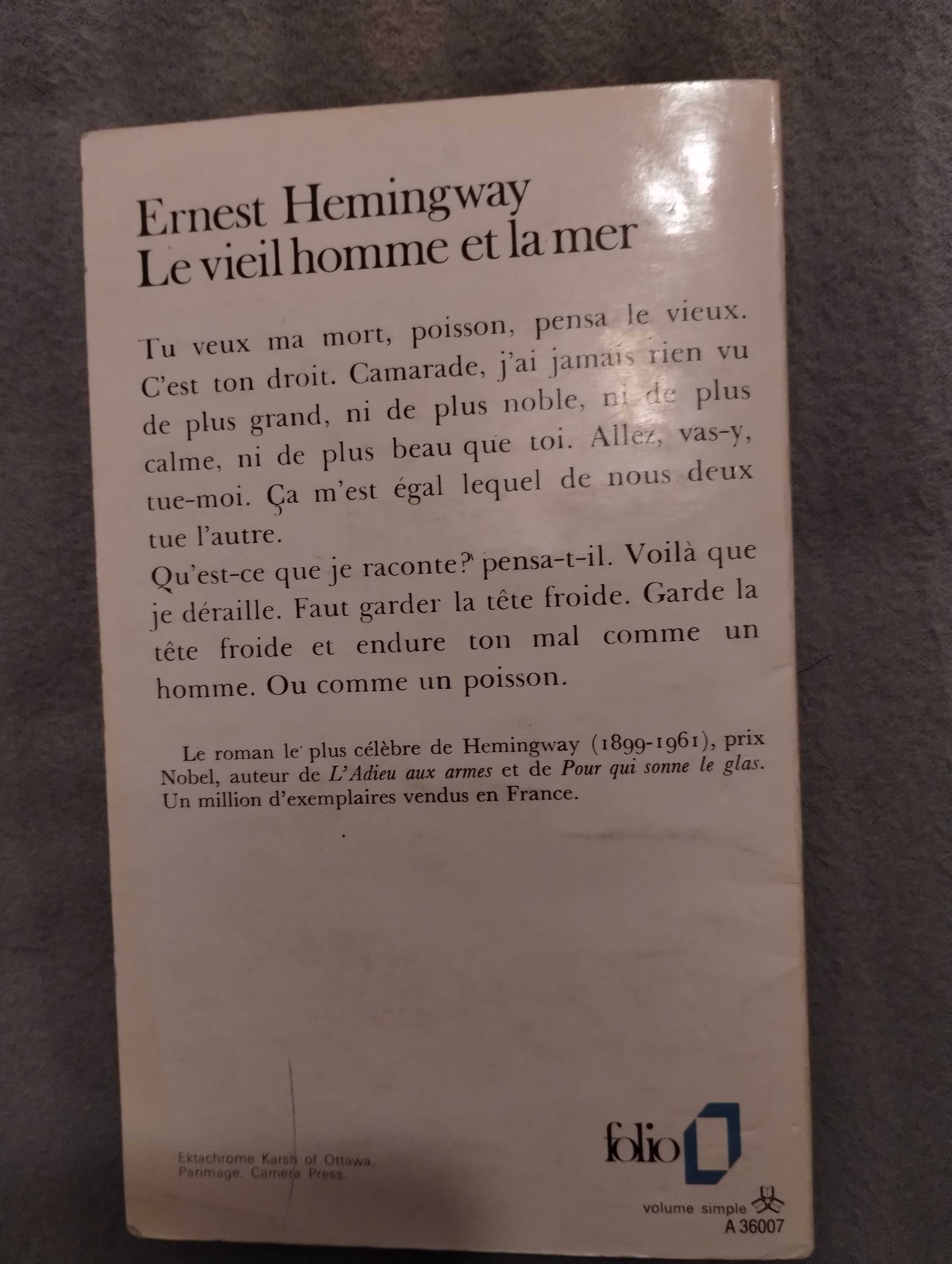 Książka w języku francuskim, Stary człowiek i morze - Hemingway