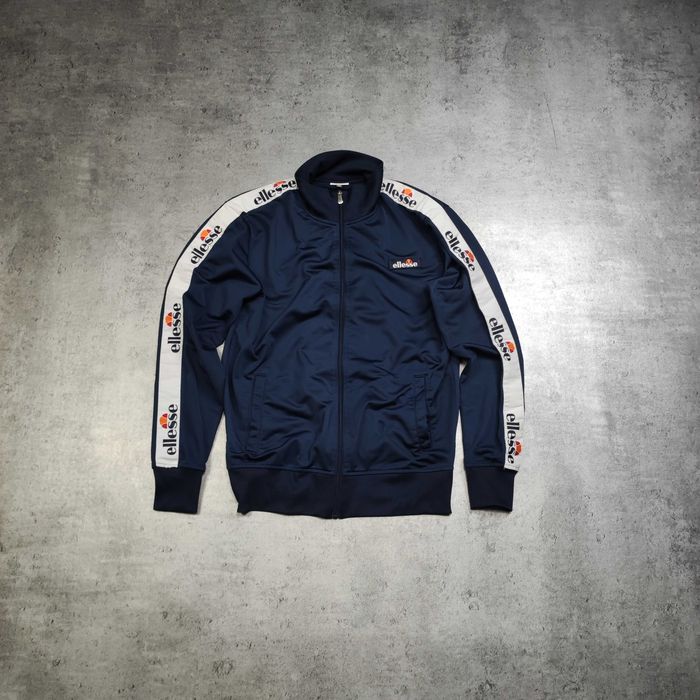 MĘSKA Bluza Rozpinana Granatowa Sport Ellesse Lampas Haft Logo Stójka