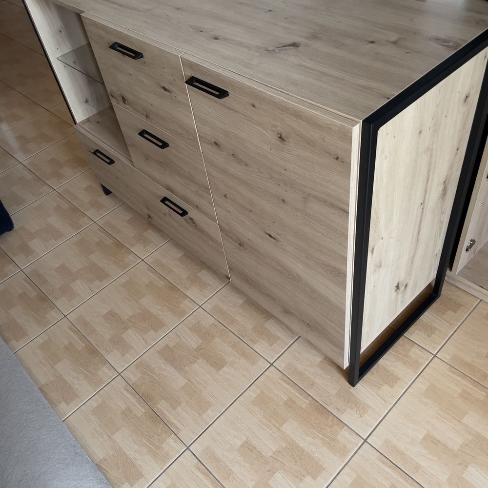 nowa komoda dąb artisan na metalowych nogach cnc